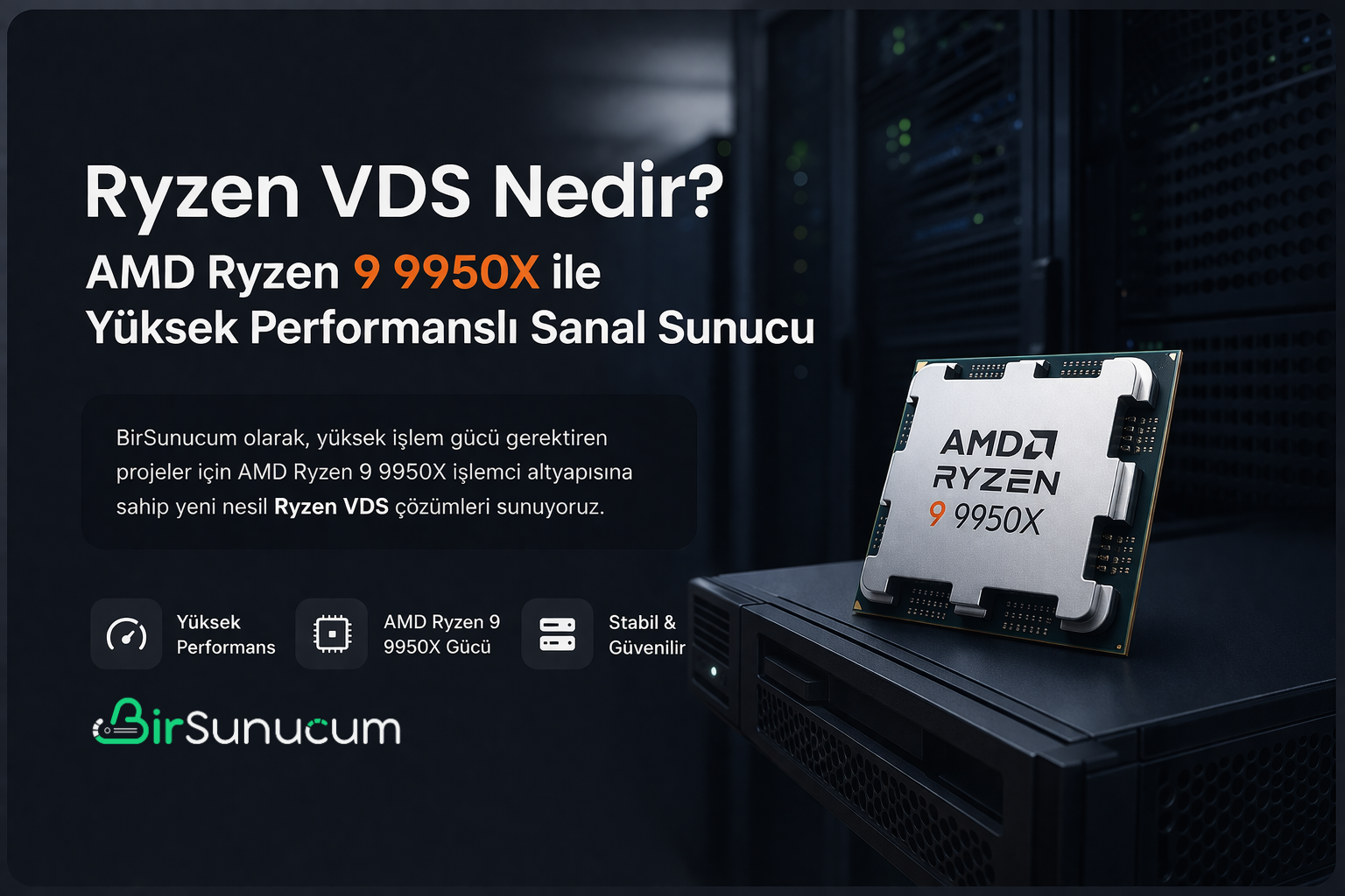 Ryzen VDS Nedir? AMD Ryzen 9 9950X ile Y&uuml;ksek Performanslı Sanal Sunucu